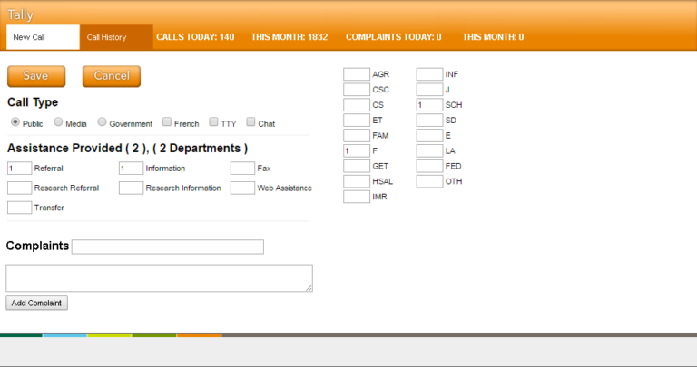 New tally system A custom designed inquiry intake system program information and contacts, and generates useful data.
