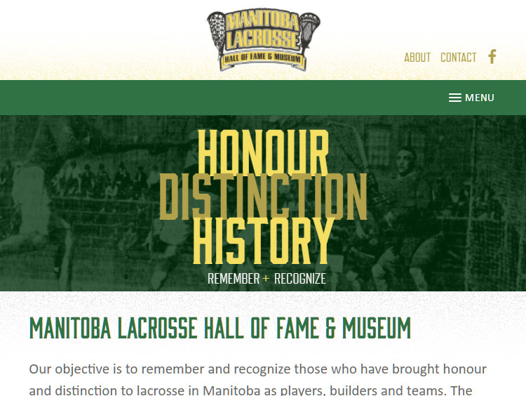 MB Lacrosse Hall of Fame website tablet view MB Lacrosse Hall of Fame website tablet view