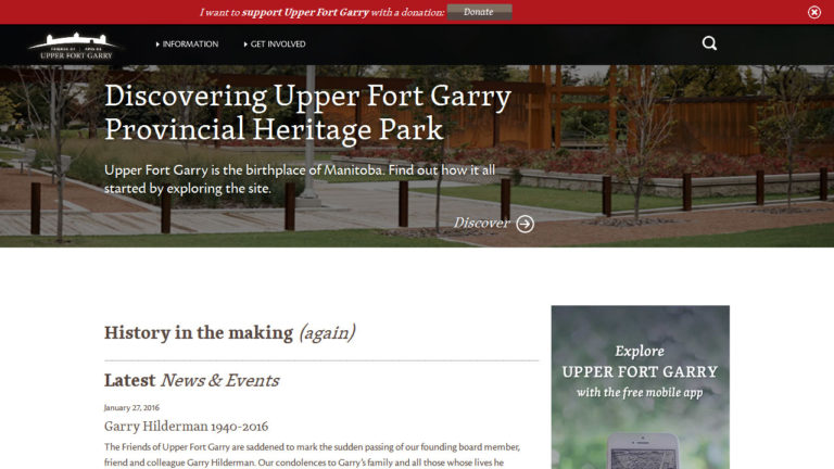 Upper Fort Garry's website