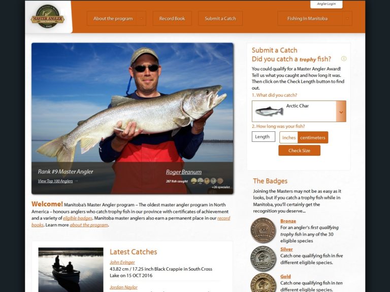 Master Angler website, desktop view