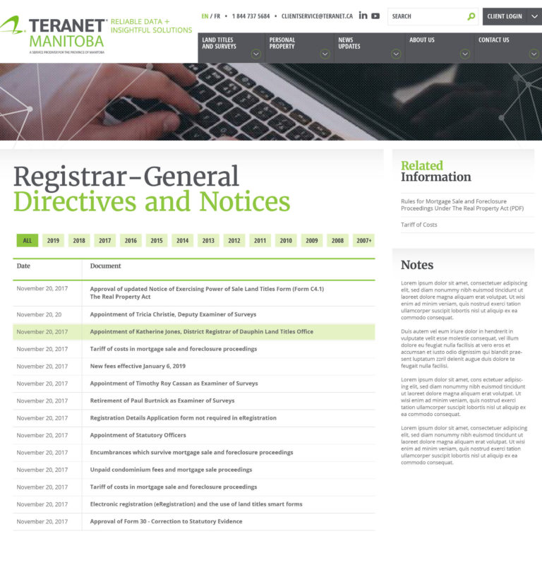 Teranet Registrar Directives